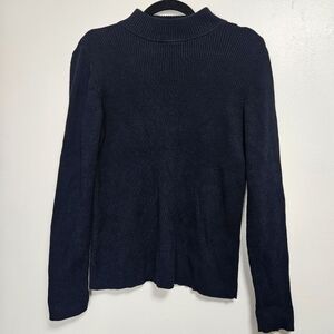 Karen Scott womens black ribbed mock neck cotton sweater size small